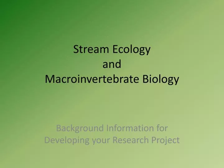 stream ecology and macroinvertebrate biology
