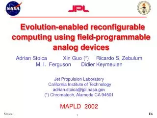Evolution-enabled reconfigurable computing using field-programmable analog devices