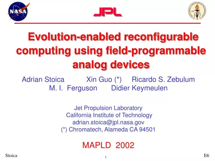 evolution enabled reconfigurable computing using field programmable analog devices