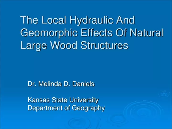 the local hydraulic and geomorphic effects of natural large wood structures