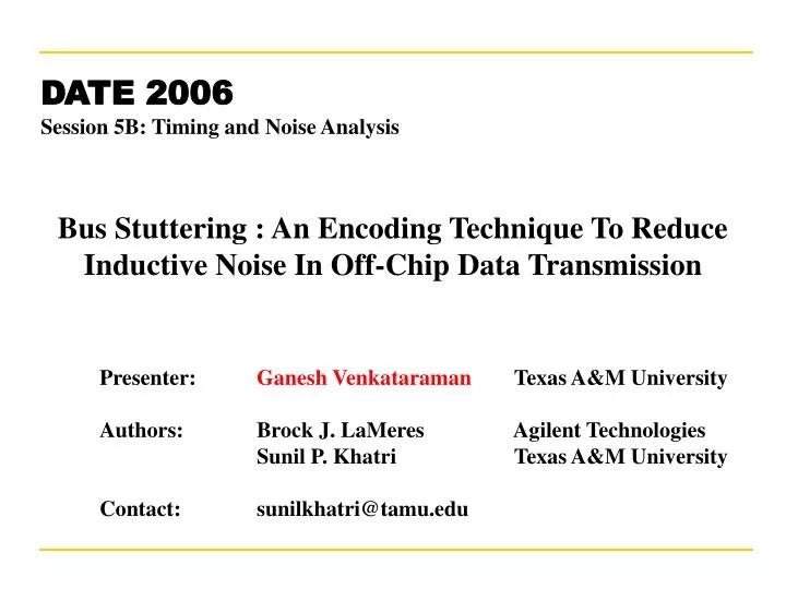 bus stuttering an encoding technique to reduce inductive noise in off chip data transmission