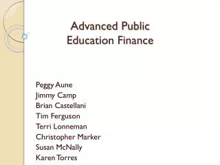 Advanced Public Education Finance