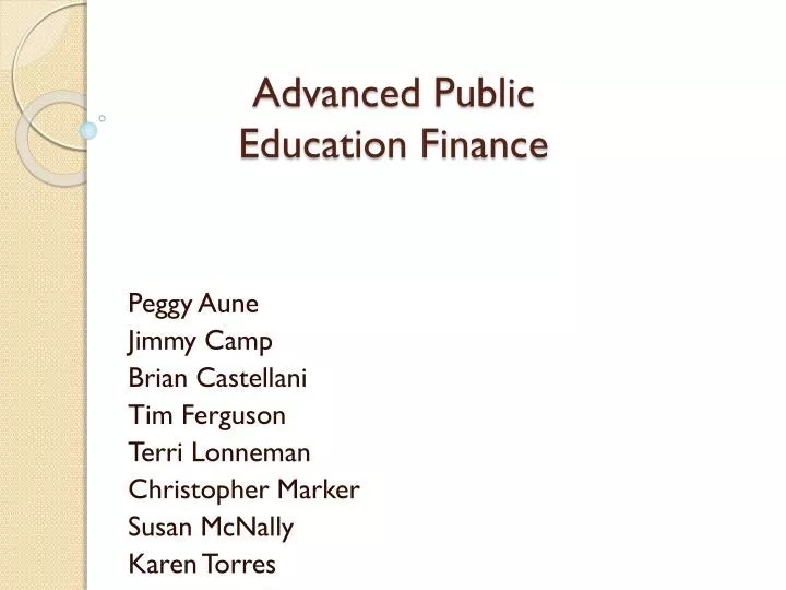 advanced public education finance