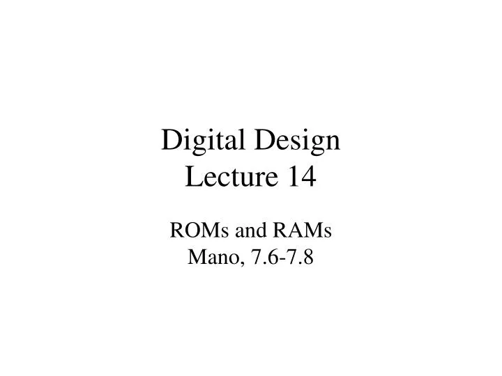 digital design lecture 14