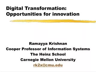Digital Transformation: Opportunities for innovation