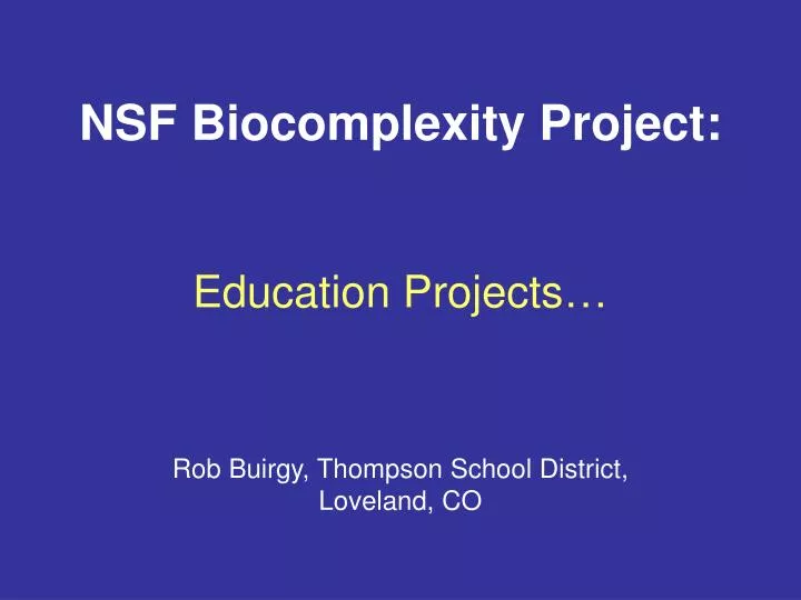 nsf biocomplexity project