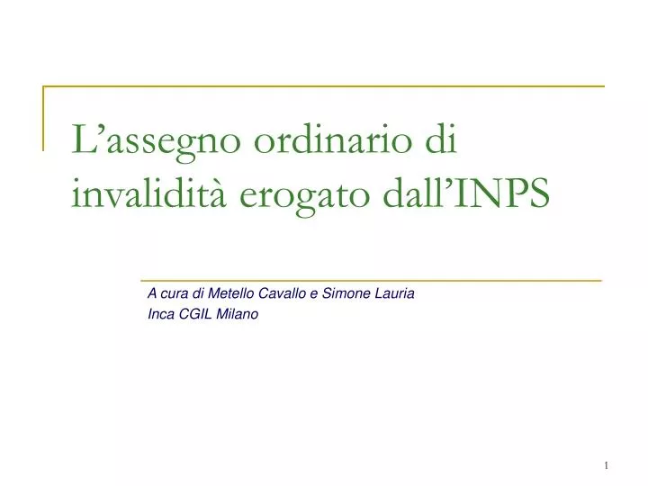 l assegno ordinario di invalidit erogato dall inps