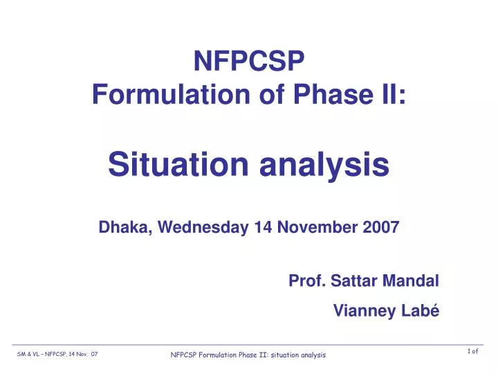 nfpcsp formulation of phase ii situation analysis dhaka wednesday 14 november 2007