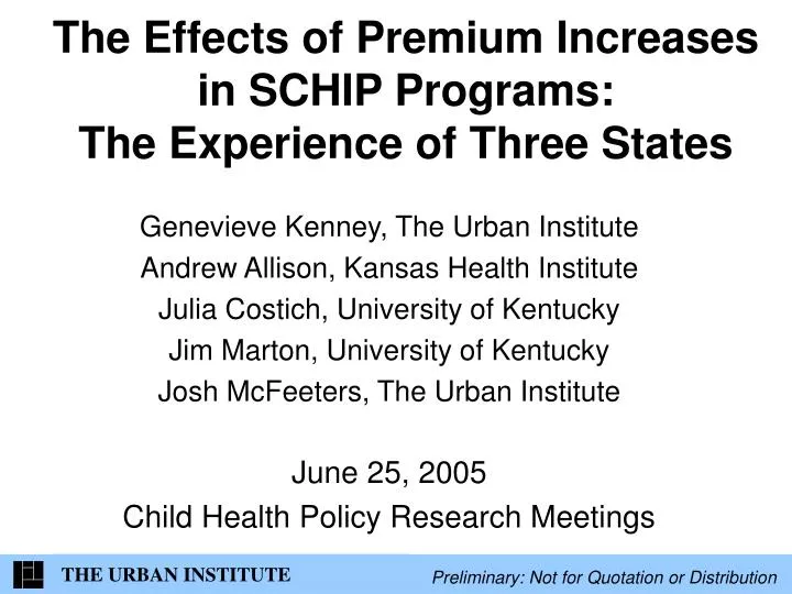 the effects of premium increases in schip programs the experience of three states