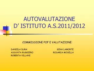 autovalutazione d istituto a s 2011 2012