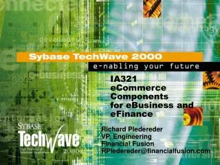 IA321 eCommerce Components for eBusiness and eFinance
