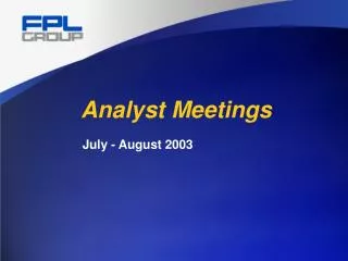 Analyst Meetings