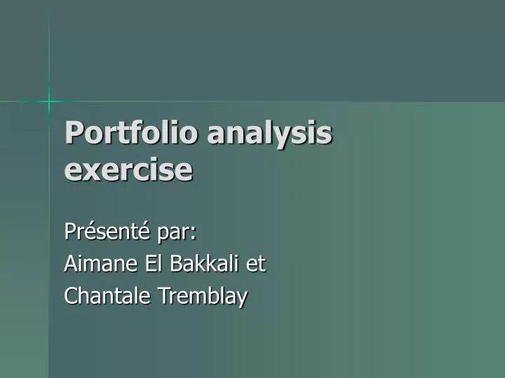portfolio analysis exercise