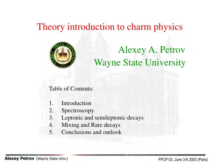 theory introduction to charm physics