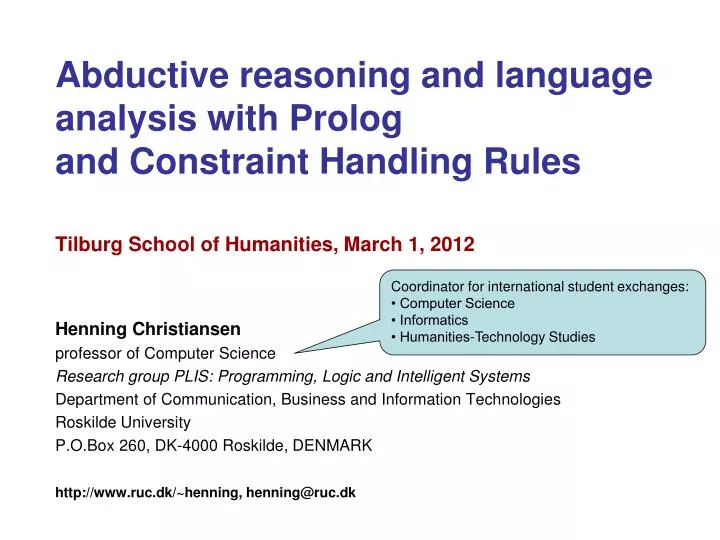 abductive reasoning and language analysis with prolog and constraint handling rules