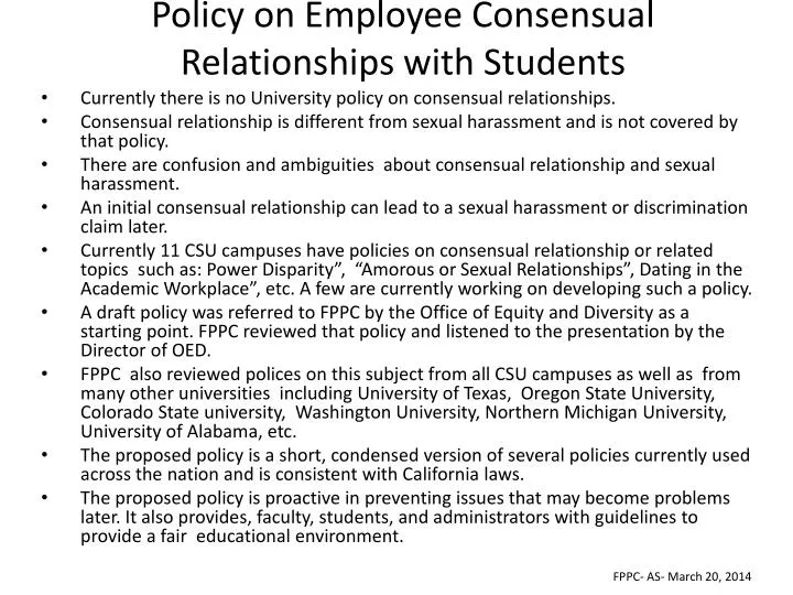 policy on employee consensual relationships with students