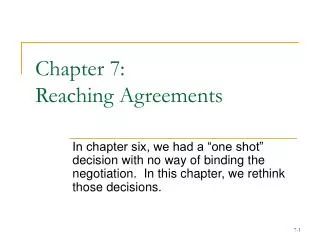 Chapter 7: Reaching Agreements
