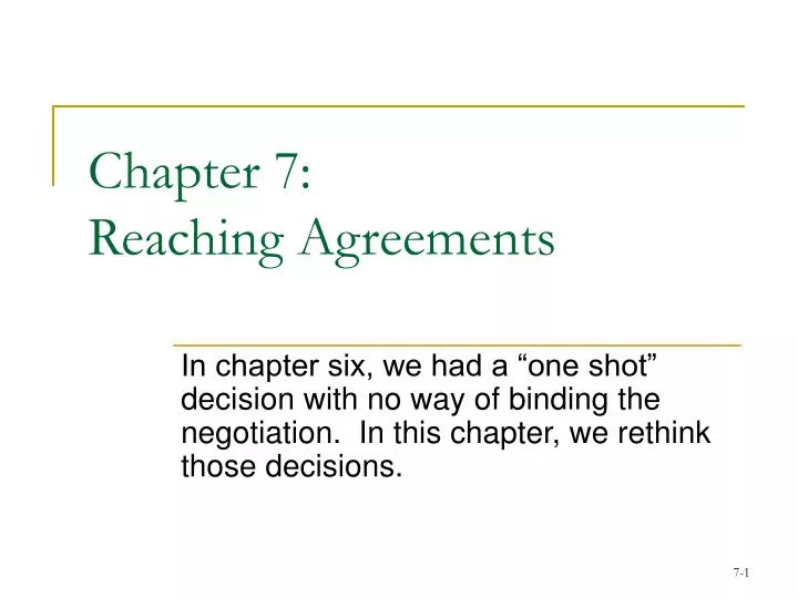chapter 7 reaching agreements
