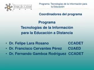coordinadores del programa