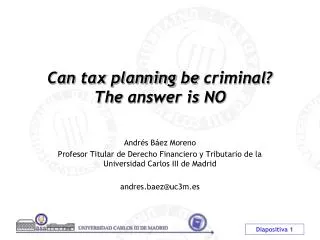 Can tax planning be criminal? The answer is NO