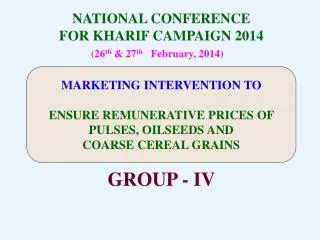 NATIONAL CONFERENCE FOR KHARIF CAMPAIGN 2014