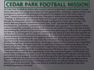 CEDAR PARK FOOTBALL MISSION