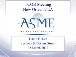 TCOB Meeting New Orleans, LA