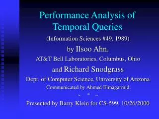 Performance Analysis of Temporal Queries