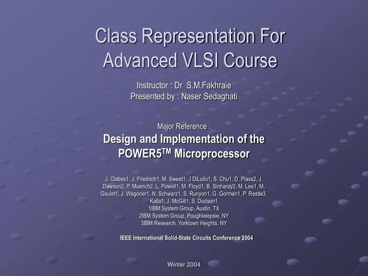 class representation for advanced vlsi course