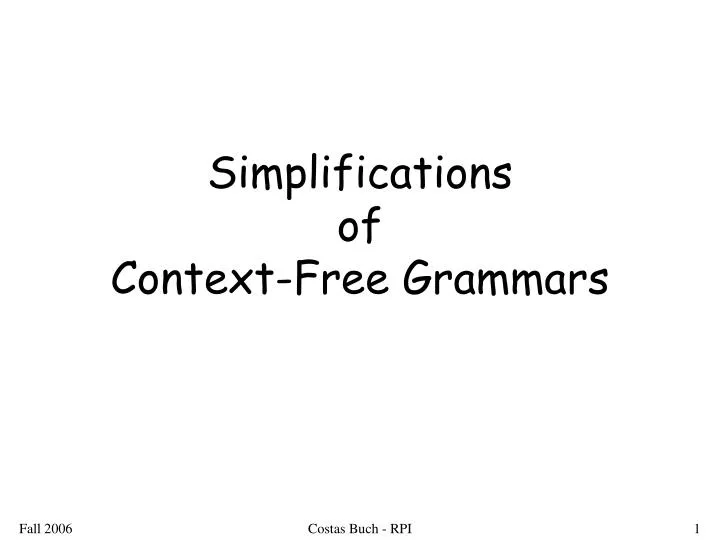 simplifications of context free grammars