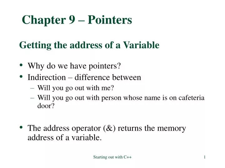 chapter 9 pointers getting the address of a variable