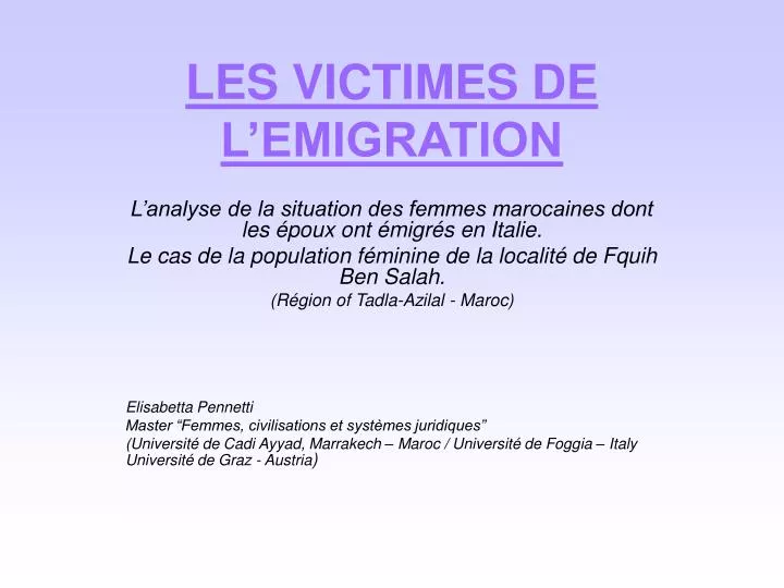 les victimes de l emigration