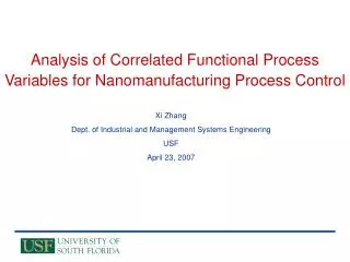 Analysis of Correlated Functional Process Variables for Nanomanufacturing Process Control