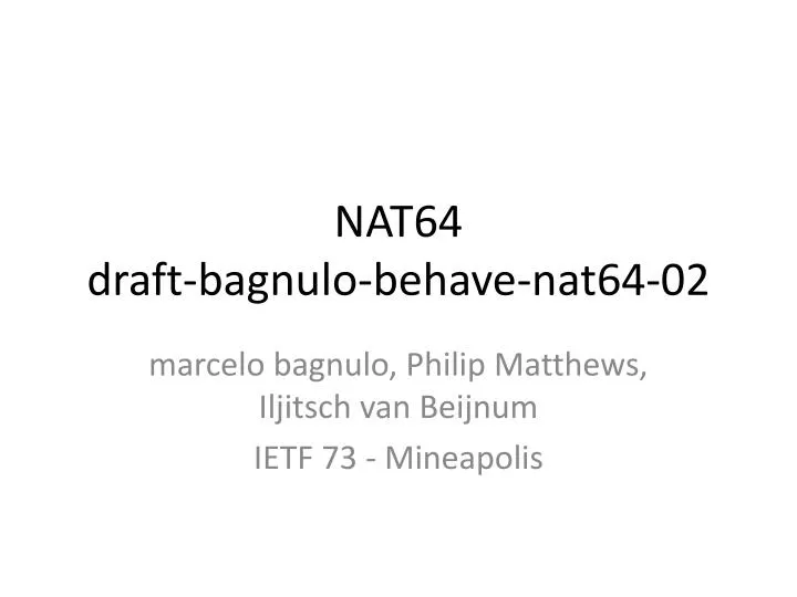 nat64 draft bagnulo behave nat64 02