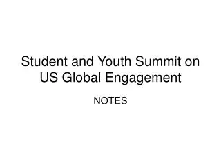Student and Youth Summit on US Global Engagement
