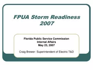 FPUA Storm Readiness 2007