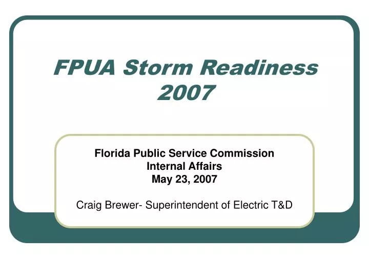 fpua storm readiness 2007