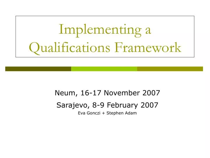 implementing a qualifications framework