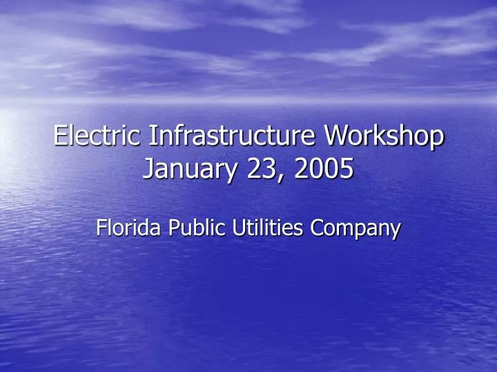 electric infrastructure workshop january 23 2005