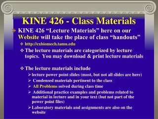 KINE 426 - Class Materials