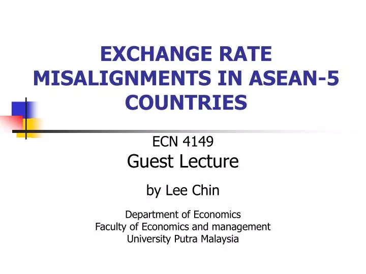 exchange rate misalignments in asean 5 countries