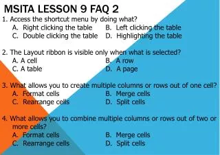 MSITA Lesson 9 FAQ 2