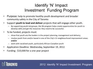 Identify ‘N’ Impact Investment Funding Program