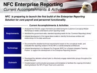 NFC Enterprise Reporting Current Accomplishments &amp; Activities