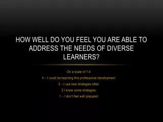 How well do you feel you are able to address the needs of diverse learners?