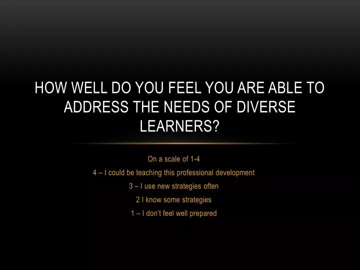 how well do you feel you are able to address the needs of diverse learners