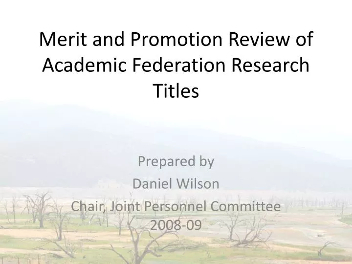 merit and promotion review of academic federation research titles