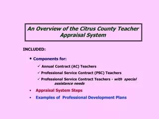 INCLUDED: Components for: Annual Contract (AC) Teachers
