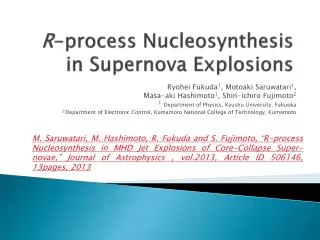 R -process Nucleosynthesis in Supernova Explosions