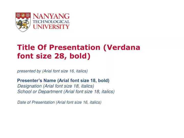 title of presentation verdana font size 28 bold